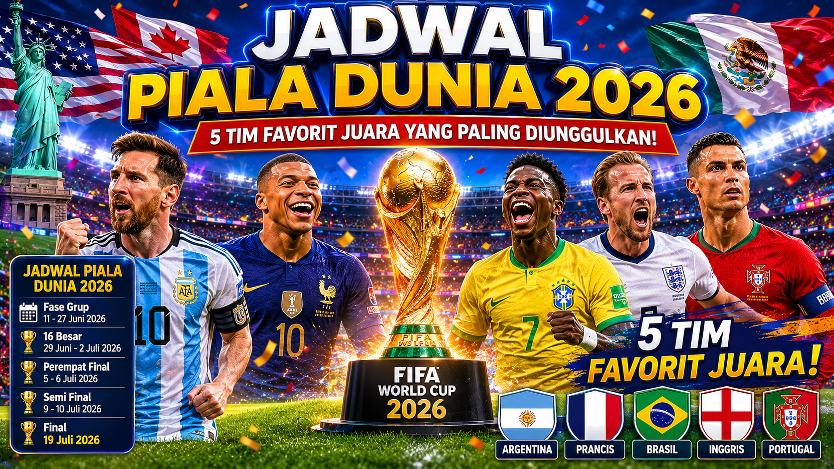 Jadwal Piala Dunia 2026 dan tim favorit juara dunia